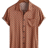 Men's Vintage Cotton Spring Shirt with Short Sleeves