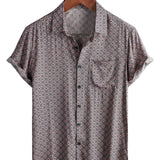 Men's Short Sleeve Cotton Shirt with Buttons
