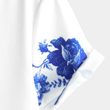 Cotton Summer Short Sleeve Button-Up Shirt with Hawaiian Flowers for Men