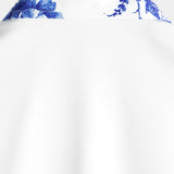 Cotton Summer Short Sleeve Button-Up Shirt with Hawaiian Flowers for Men