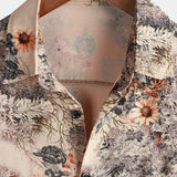Casual Retro Cotton Shirt with Buttons in Floral Pattern for Men