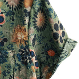 Men's Short Sleeve Cotton Vintage Style Shirt with Floral Pattern