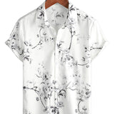 White Floral Hawaiian Shirt for Men
