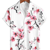 Summer Short Sleeve Shirt in Pink Flowers for Men