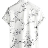 White Floral Hawaiian Shirt for Men