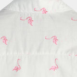 Men's Short Sleeve Cotton Shirt with Pink Flamingo Pattern