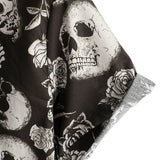 Cool Cotton Button-Up Shirt with Pink Skull in Flowers for Men, Punk Rock and Roll