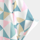Cotton Summer Short Sleeve Shirt with Geometric Triangle Pattern for Men
