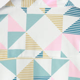 Cotton Summer Short Sleeve Shirt with Geometric Triangle Pattern for Men