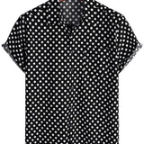 Men's Short Sleeve Shirt with Black Dots for Summer