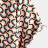 Summer Cotton Short Sleeve Shirt for Men, Retro, Buttons, Vintage, Geometric, Circles, Cool