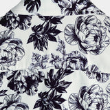 Short Sleeve Skull Flower Pattern Cotton Shirt in Punk Rock Style for Men