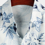 Casual Short Sleeve Cotton Shirt with Button and Skull Pattern for Men