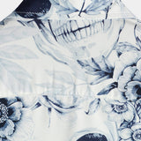 Casual Short Sleeve Cotton Shirt with Button and Skull Pattern for Men