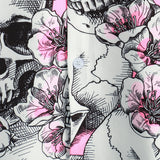 Men's Short Sleeve Cotton Shirts with Skulls and Pink Flowers