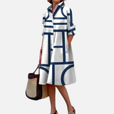 Midi dress with geometric pattern