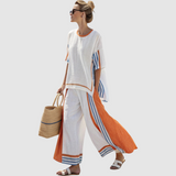Rozálie - Ethnic bamboo linen striped set