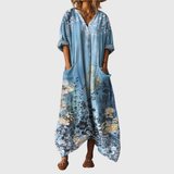 Stanisława - Loose Maxi Dress with Colorful Pattern