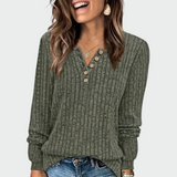 Ema - Women's Knit Sweater with Buttons