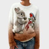 Lucy - Plush Sweater with a Christmas Bunny