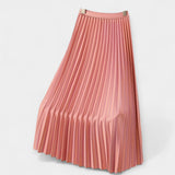 Veronika - Long Pleated Satin Skirt