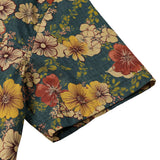 Short Sleeve Breathable Cotton Shirt with Vintage Botanical Print for Men