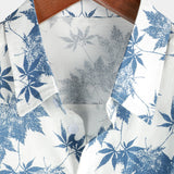 Short Sleeve Breathable Cotton Shirt with Maple Leaf Pattern for Men