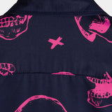 Men's Aloha Shirt in Cotton with Pink Skull Print and Short Sleeves