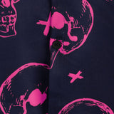Men's Aloha Shirt in Cotton with Pink Skull Print and Short Sleeves