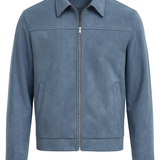 Light Blue Suede Jacket for Men – Elegant and Versatile Everyday Jacket