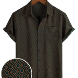 Retro Short Sleeve Cotton Button-Up Casual Shirt for Men