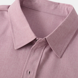 Men's Casual Shirt Made of Silk Cotton in Solid Color with Buttons and Short Sleeves, Breathable