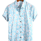Men's Yellow Hawaiian Shirt with Short Sleeves