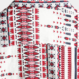 White and Red Short Sleeve Cotton Beach Shirt for Men in Stripes