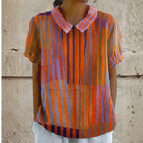 Nina - Geometric Striped Blouse
