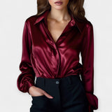 Viktorie - Satin Blouse with Collar