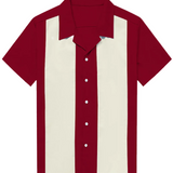 Retro Short Sleeve Shirt from the 50s with Cuban Collar for Men in Blue