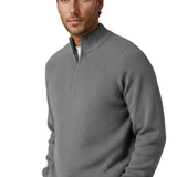 Men's Sweater with Half-Zip and Stand-Up Collar – Gray