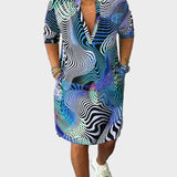 Mari - Colorful dress with a V-neckline