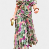 Magda - Long Floral Dress with V-Neck