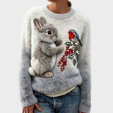 Lucy - Plush Sweater with a Christmas Bunny