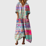 Sylwia - Comfortable Maxi Dress with Colorful Pattern