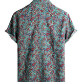 Vintage Short Sleeve Cotton Paisley Print Shirt for Men