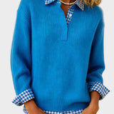 Viktoria - Colorful Sweater with Patchwork Check Pattern
