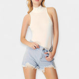 Sleeveless Jumpsuit with High Collar