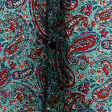 Vintage Short Sleeve Cotton Button-Up Shirt for Men in Paisley Style