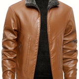 Elegant Leather Jacket with Fleece