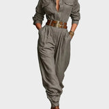 Magda - Cotton-Linen Long Sleeve Jumpsuit