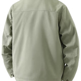 Light Twill Jacket for Men – Pea Green – Regular Fit