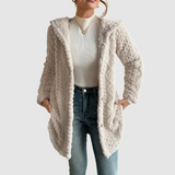 Barbora - Hooded Cardigan Made of Faux Fur
